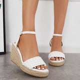 Myquees Open Toe Espadrille Wedges Braided Vamp Ankle Strap Sandals