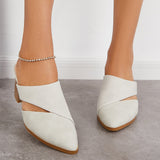 Myquees Cut Out Block Chunky Heel Loafers Slip on Mule Shoes