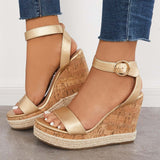 Myquees Open Toe Platform Slingback Wedge Ankle Strap Sandals