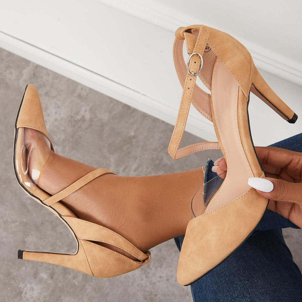 Myquees Pointed Toe Stiletto High Heels Ankle Strap Dress Pumps
