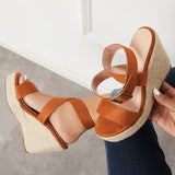 Myquees Criss-Cross Ankle Strap Espadrille Wedge Platform Sandals