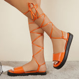 Myquees Casual Open Toe Lace Up Gladiator Sandals
