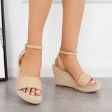 Myquees Open Toe Espadrille Wedges Braided Vamp Ankle Strap Sandals