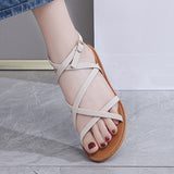 Myquees Crisscross Strappy Flat Sandals Open Toe Ankle Strap Sandals
