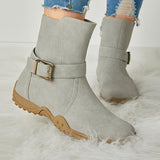 Myquees Women's Winter Warm Zipper Flat Snow Boots