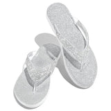 Myquees Silver Summer Artificial Leather Rhinestone Seaside Slippers