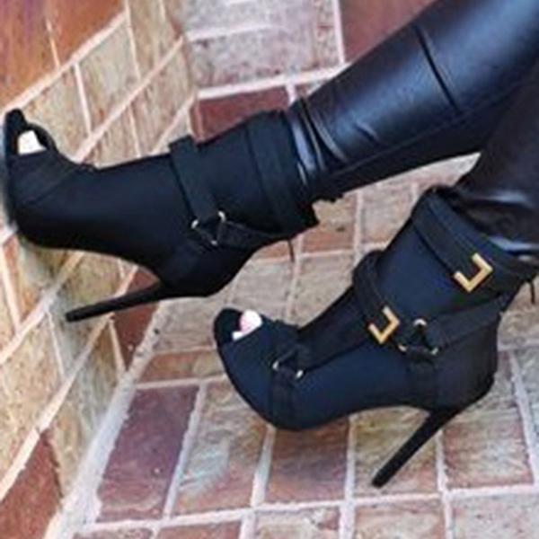 Myquees Back Zip Peep Toe Stiletto Heel Ankle Boots