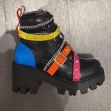 Myquees Multicolor/Black Fashion Martin Boots