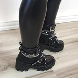 Myquees Chunky Buckle Rivet Lightweight Boots