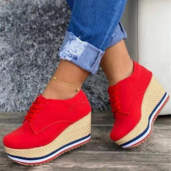 Myquees Women's Lace Up Wedges Espadrille Stacked Platform Sandals