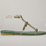 Myquees Jewelry Inlaid Fashion Transparent Sandals