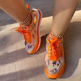 Myquees Personalized Graffiti Stitching Orange Sneakers