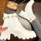 Myquees Chunky Platform Heel Chelsea Ankle Boots Lug Sole Booties
