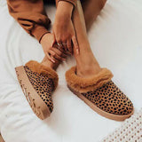 Myquees Winter Warm Suede Mules Slippers Slip On Fur Lined Shoes