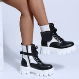Myquees Chunky Platform Combat Ankle Boots Goth Lug Sole Booties