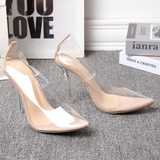 Myquees Clear Pointed Toe Stiletto High Heels Transparent Party Pumps