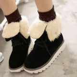Myquees Non Slip Ankle Snow Booties Faux Fur Mid Calf Warm Boots