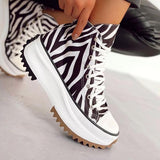 Myquees Women Platform Canvas Lace-Up Sneakers