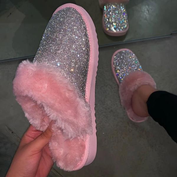 Myquees Diamond Faux Fur Slippers