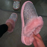 Myquees Diamond Faux Fur Slippers