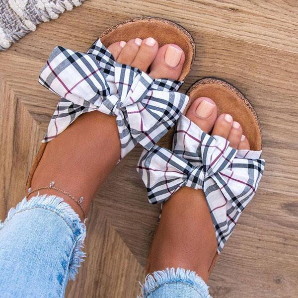 Myquees Women Comfy Classic Plaid Summer Sandals