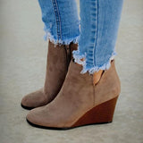 Myquees Fall Winter Daily Wedge Booties