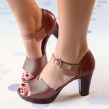 Myquees Chunky Heel Ankle Strap Elegant Shoes Working Daily Shoes