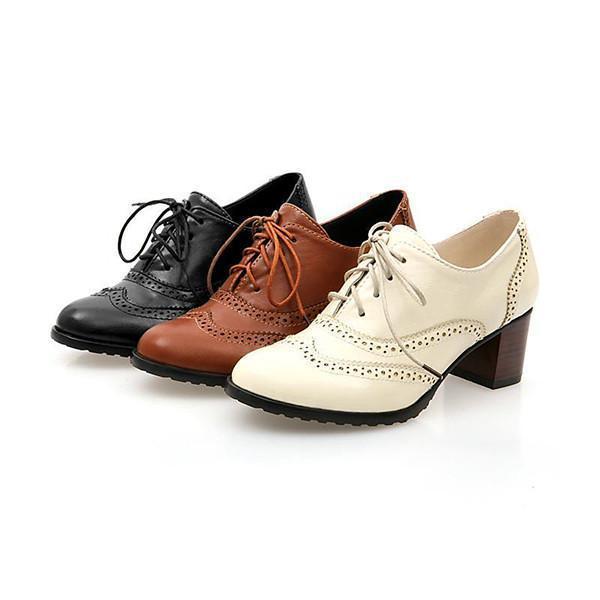 Myquees British Style Carved Classy Lace Up Oxford Shoes