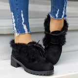 Myquees Lace-Up Fur Lined Winter Ankle Boots