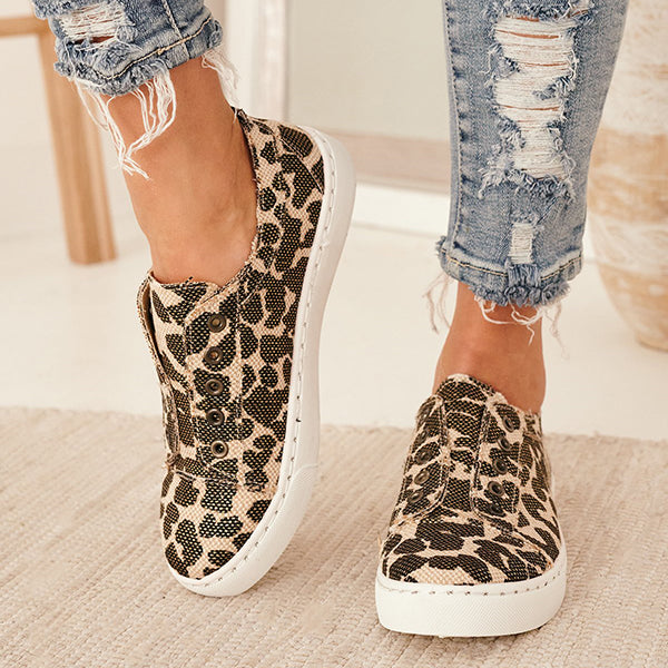 Myquees Leopard Spotted Slip On Sneakers