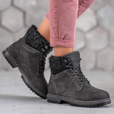 Myquees Round Toe Elastic Band Low Heel Boots