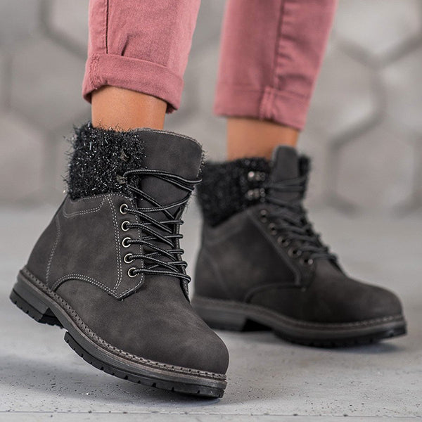 Myquees Round Toe Elastic Band Low Heel Boots