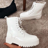 Myquees Women Lace Up Comfort Ankle Boots