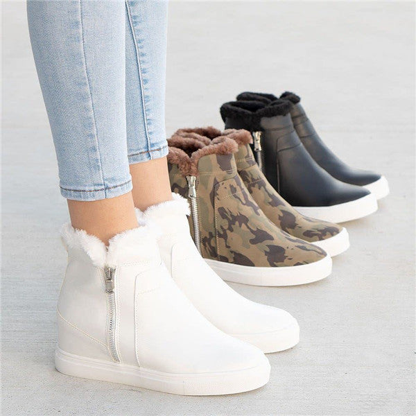 Myquees Women Fashion Side Zipper Casual Boots