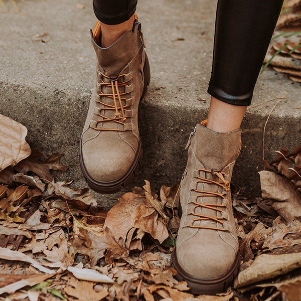 Myquees Women Hiker Ankle Mid Heel Boots