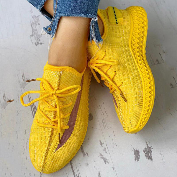 Myquees Colorblock Breathable Lace-up Fashion Sneakers