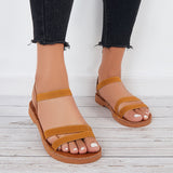 Myquees Women Wide Elastic Cross Strap Flat Sandals Open Toe Dressy Sandals