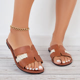 Myquees Women Flat Slide Sandals Cutout Braid Open Toe Beach Slippers