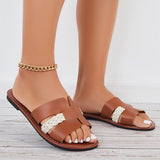 Myquees Women Flat Slide Sandals Cutout Braid Open Toe Beach Slippers