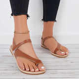 Myquees Women Toe Ring T-Strap Flat Sandals Ankle Strap Flip Flops Sandals