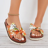 Myquees Bowknot Platform Slides Slip on Flat Sandals Beach Slippers