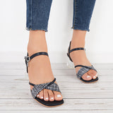 Myquees Clear Chunky Heels Square Toe Ankle Strap Slingback Sandals