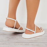 Myquees Open Toe Platform Sandals Buckle Ankle Strap Summer Shoes