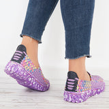 Myquees Casual Knit Platform Flats Loafers Sneakers Soft Walking Shoes