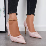 Myquees Pointed Toe Heeled Pumps Bowknot Stilettos Dressy Wedding Shoes