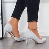 Myquees Pointed Toe High Heel Pumps Solid Stilettos Dress Shoes