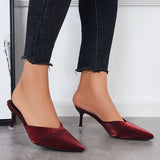 Myquees Pointed Toe Slip on Mules Pumps Kitten Heel Slide Dress Shoes