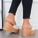 Myquees Platform Espadrille Sandals Open Toe Slip on Wedge Heel Shoes