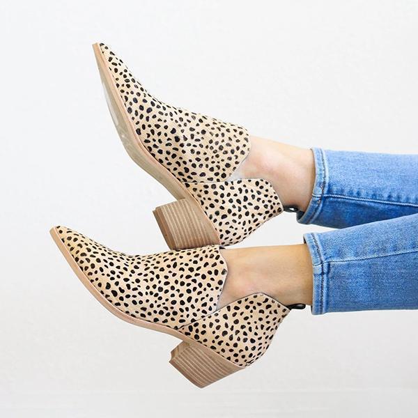 Myquees Women Cut-out Ankle Leopard Booties