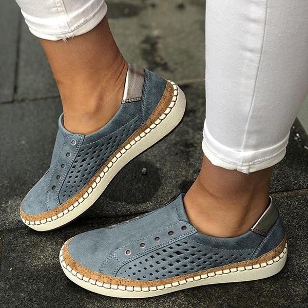 Myquees Women Casual Slip On Hollow-Out Sneakers